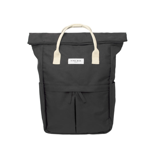 Kind Bag's Backpack Medium in colour black shown closed from the front.