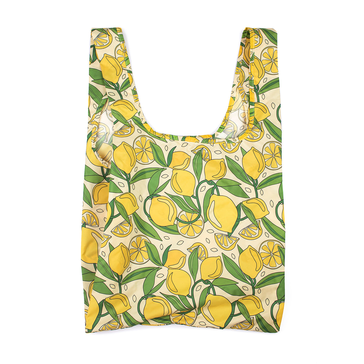 Image showing Regusable bag by Kind bag in vibrant lemons print, bag shown front on.