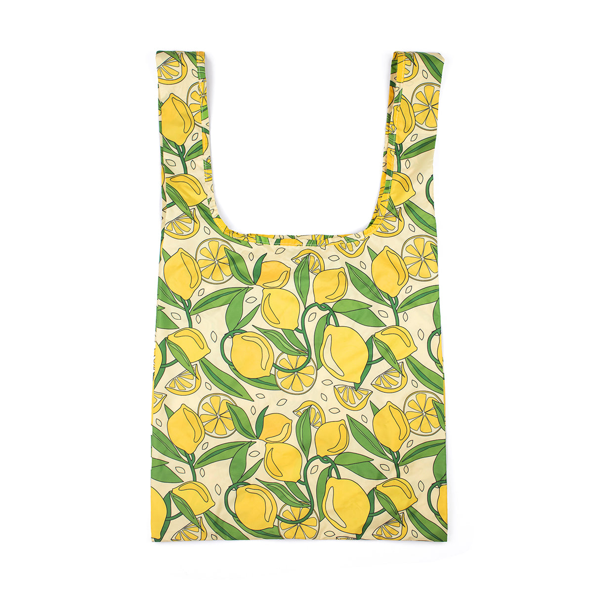 Image showing Regusable bag by Kind bag in vibrant lemons print, bag shown front on.