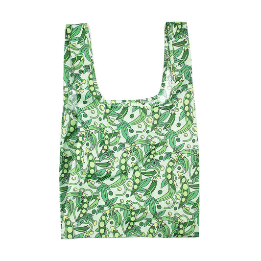 Image showing Regusable bag by Kind bag in green peas print, bag shown front on.