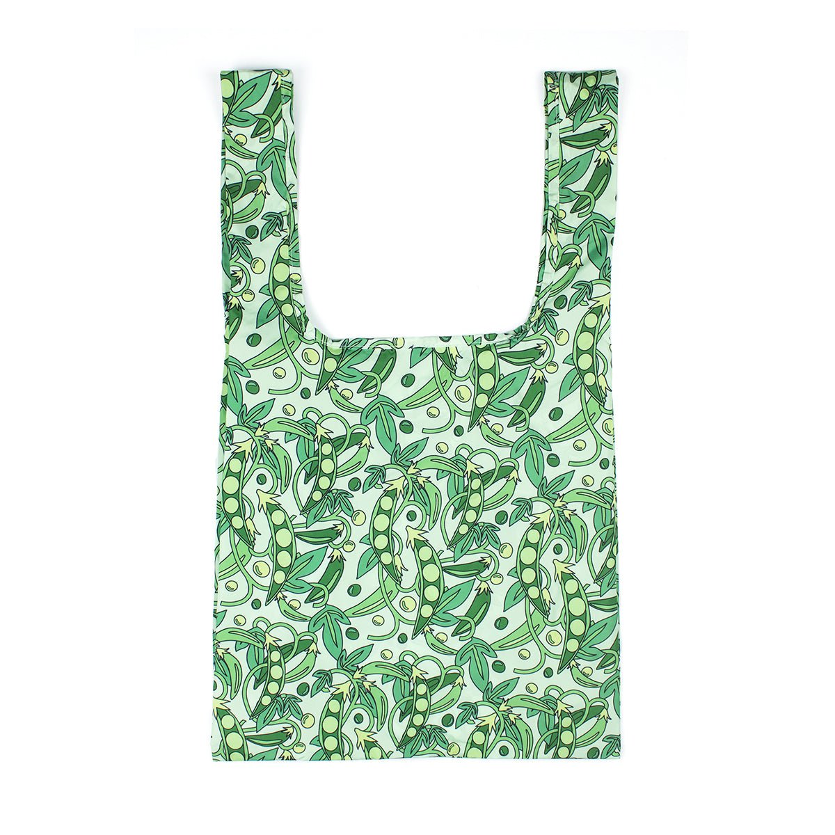 Image showing Regusable bag by Kind bag in green peas print, bag shown front on.