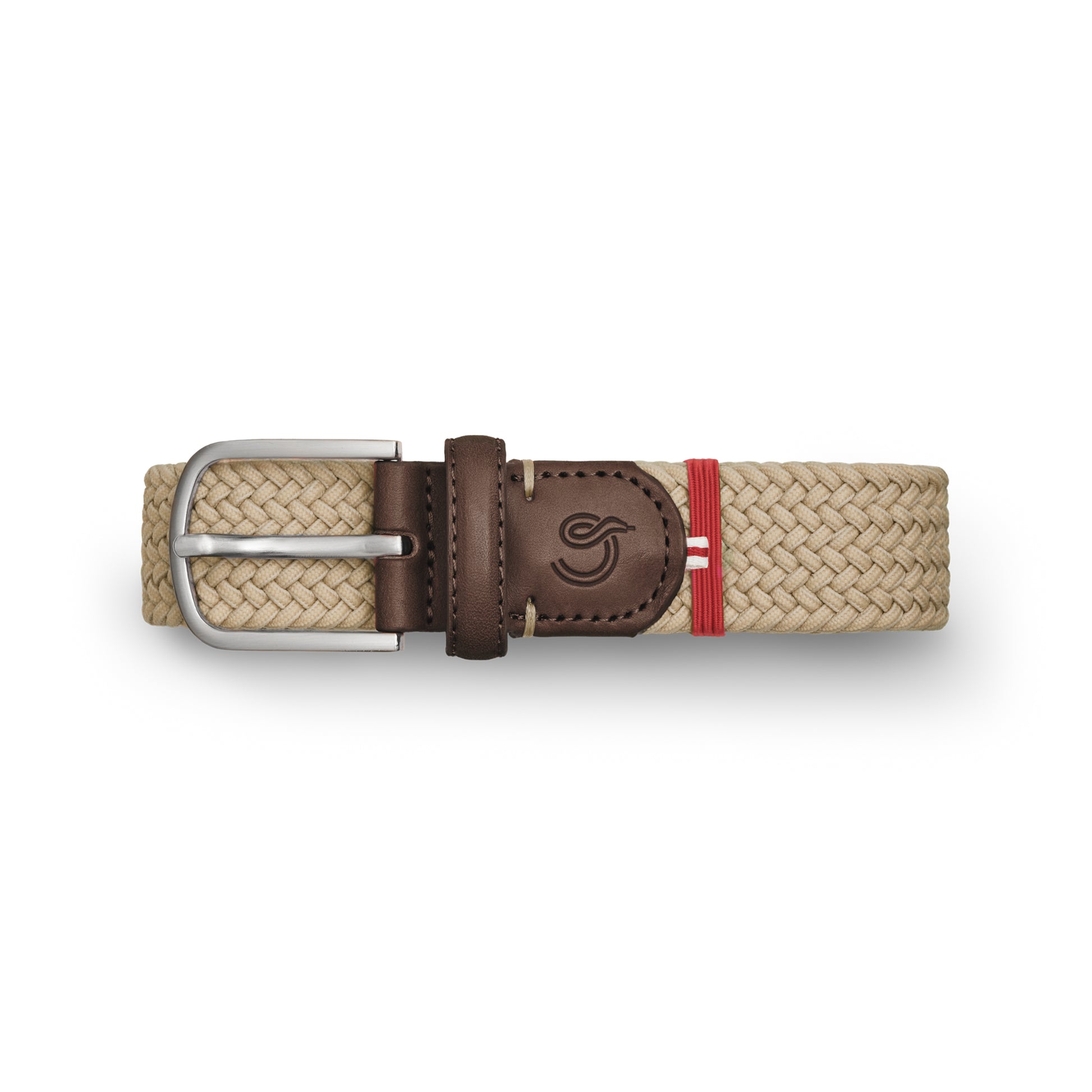 La Boucle mono dubai woven belt folded on white background