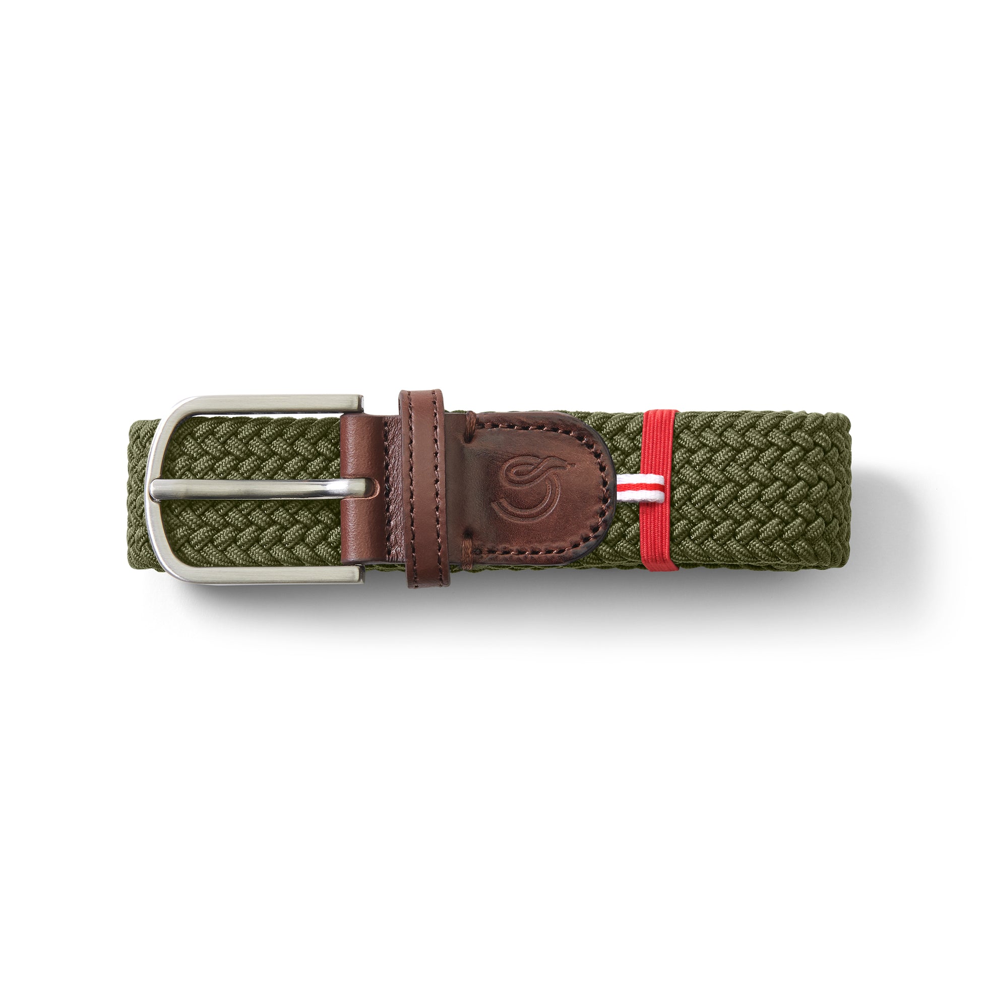 La Boucle mono edinburgh woven belt folded on white background