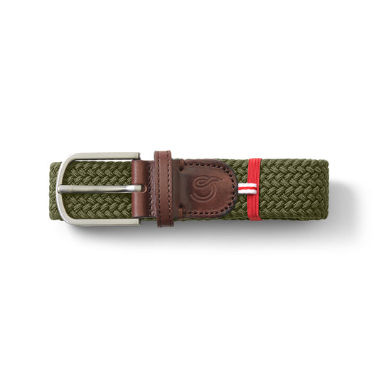 La Boucle mono edinburgh woven belt folded on white background