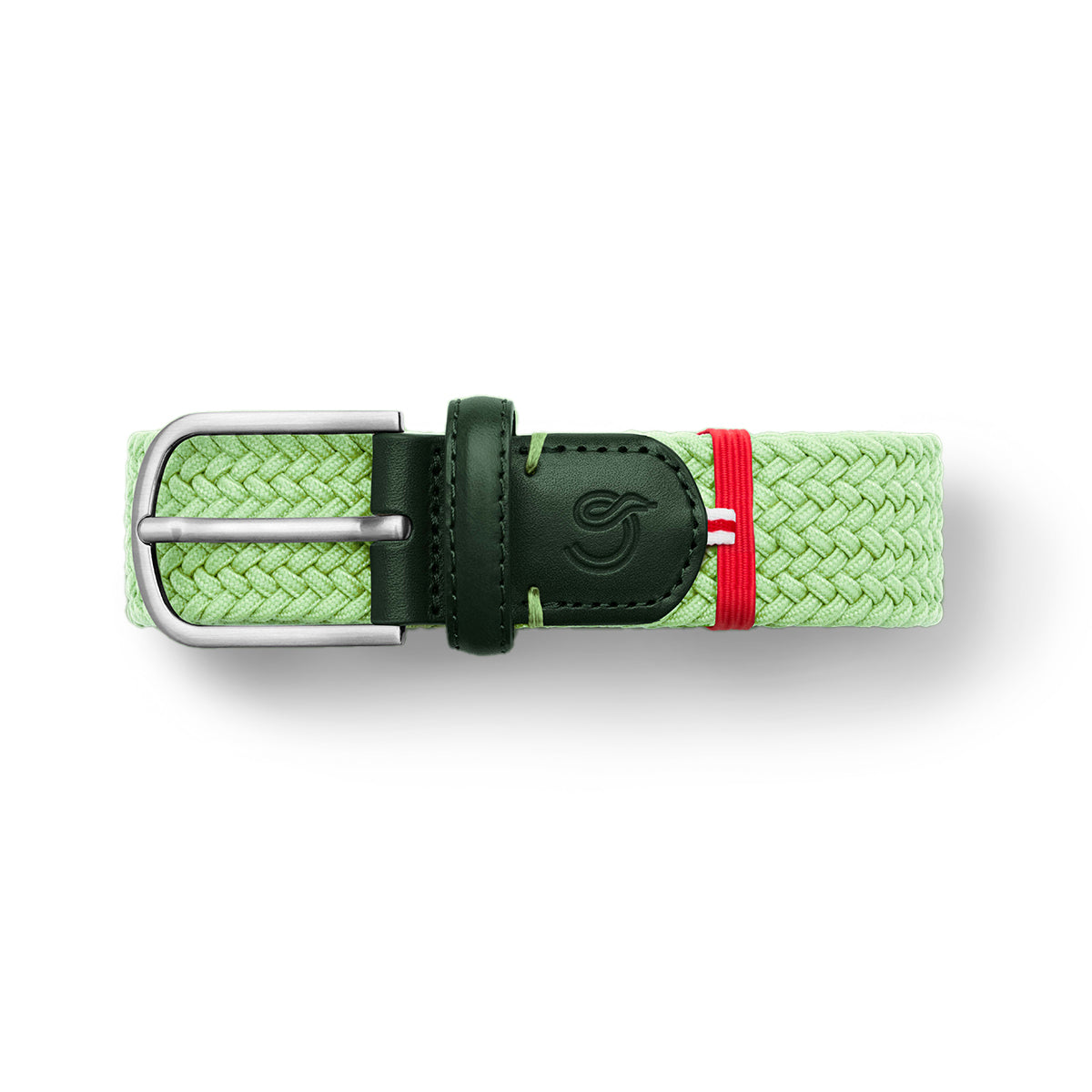 La Boucle mono mykonos woven belt folded on white background