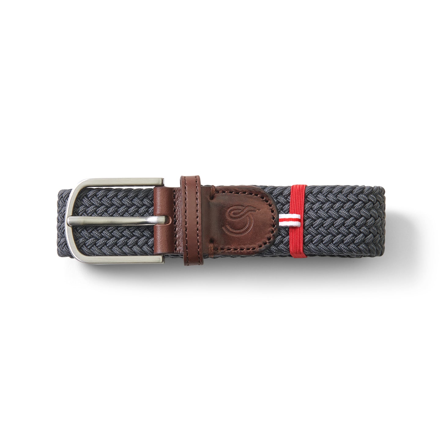 La Boucle mono New York woven belt folded on white background