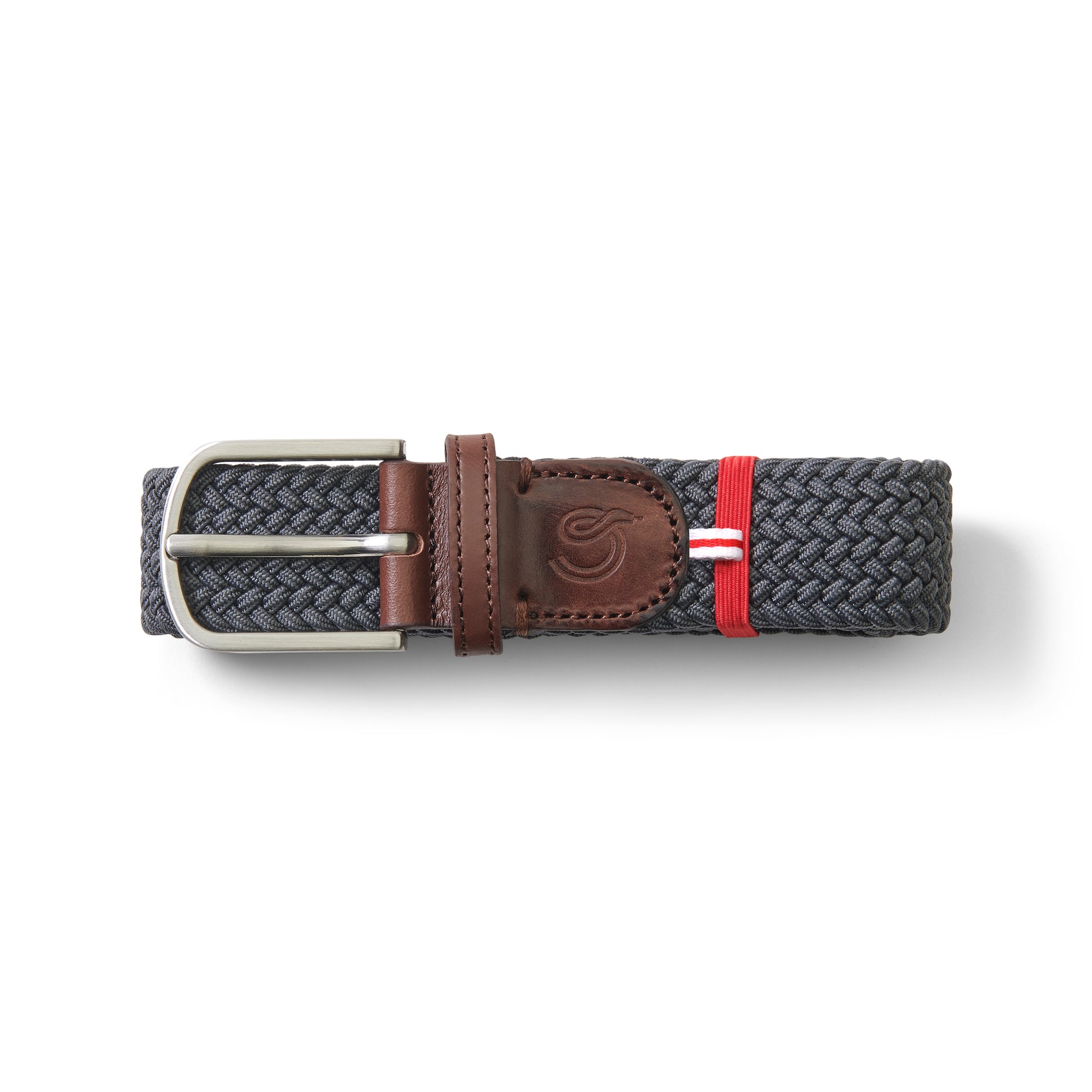 La Boucle mono New York woven belt folded on white background
