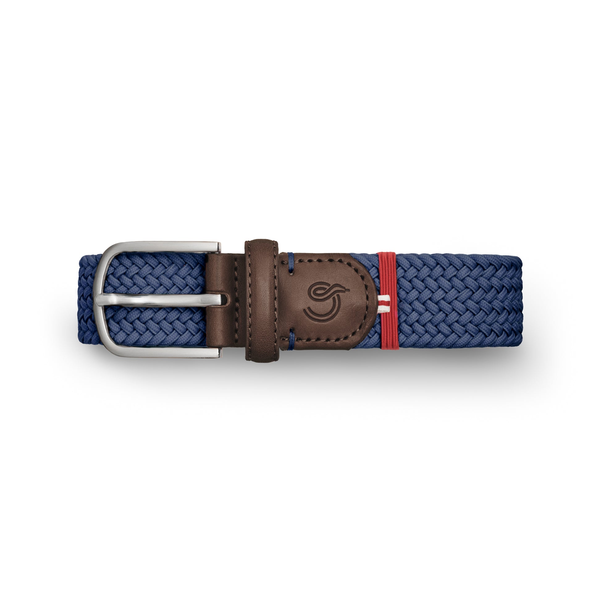 La Boucle mono Paris woven belt folded on white background