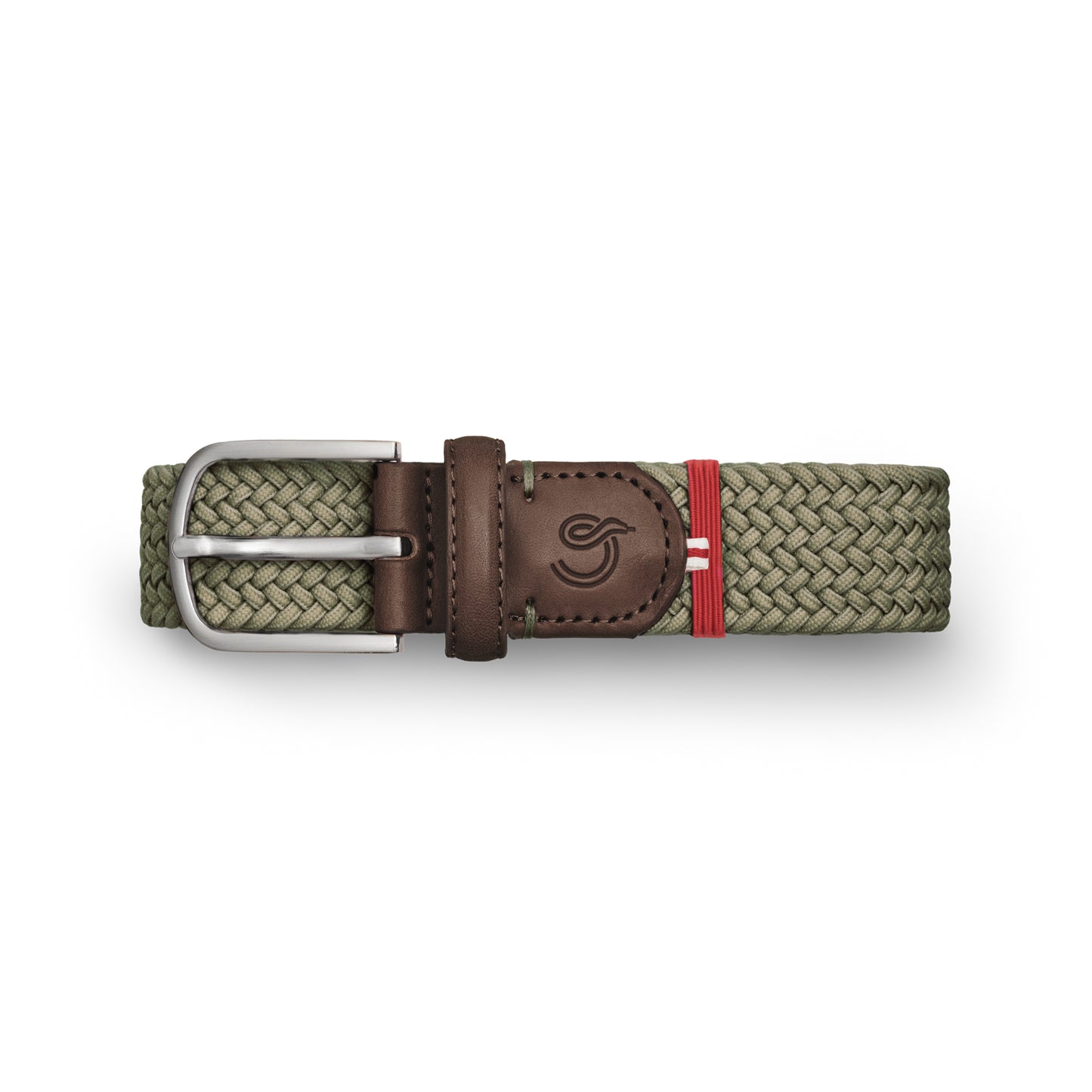 La Boucle mono Verbier woven belt folded on white background