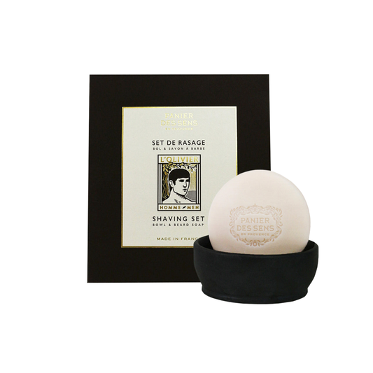 Panier Des Sens LOlivier Shaving Set Soap and Bowl with packaging