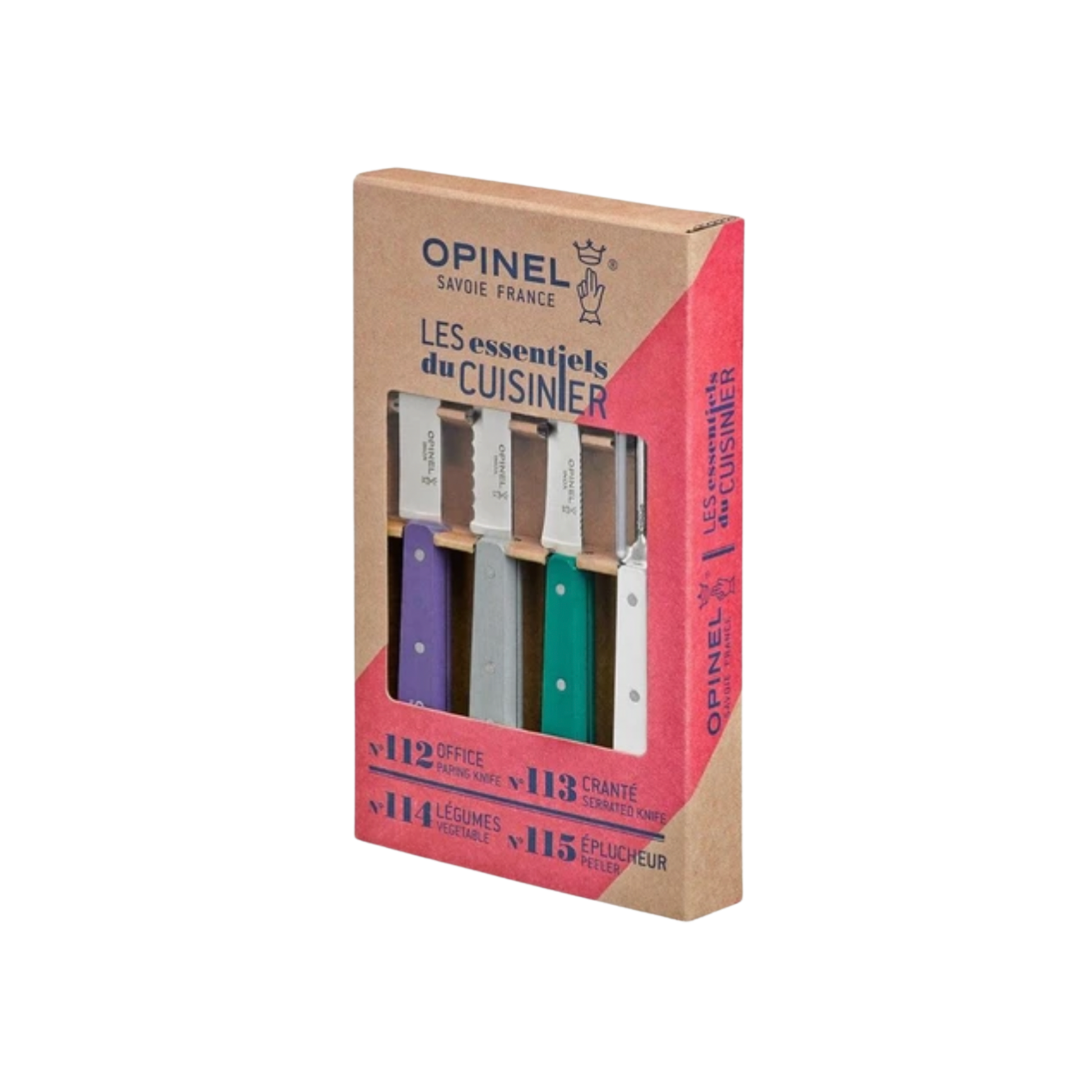 Opinel Les Essentiels Kitchen Knife Set SS Art Deco in packaging