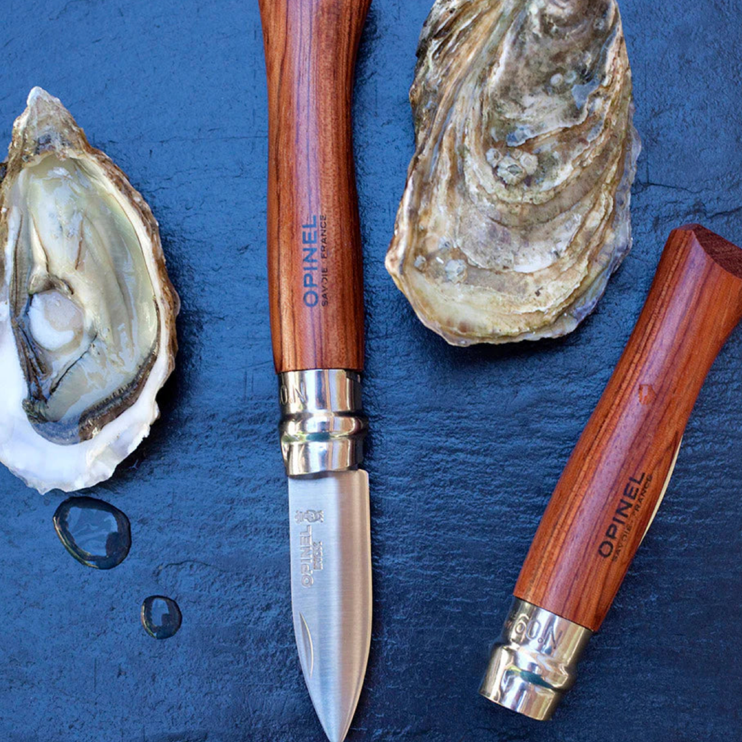 Opinel Oyster & Shellfish Knife No9 SS on table with oysters