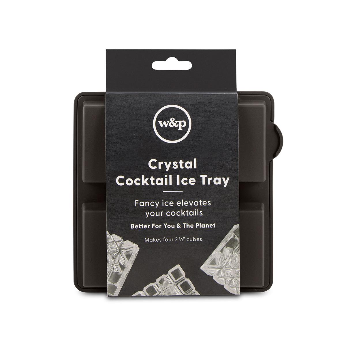 WP charcoal crystal cocktail ice cube tray packaging on white background