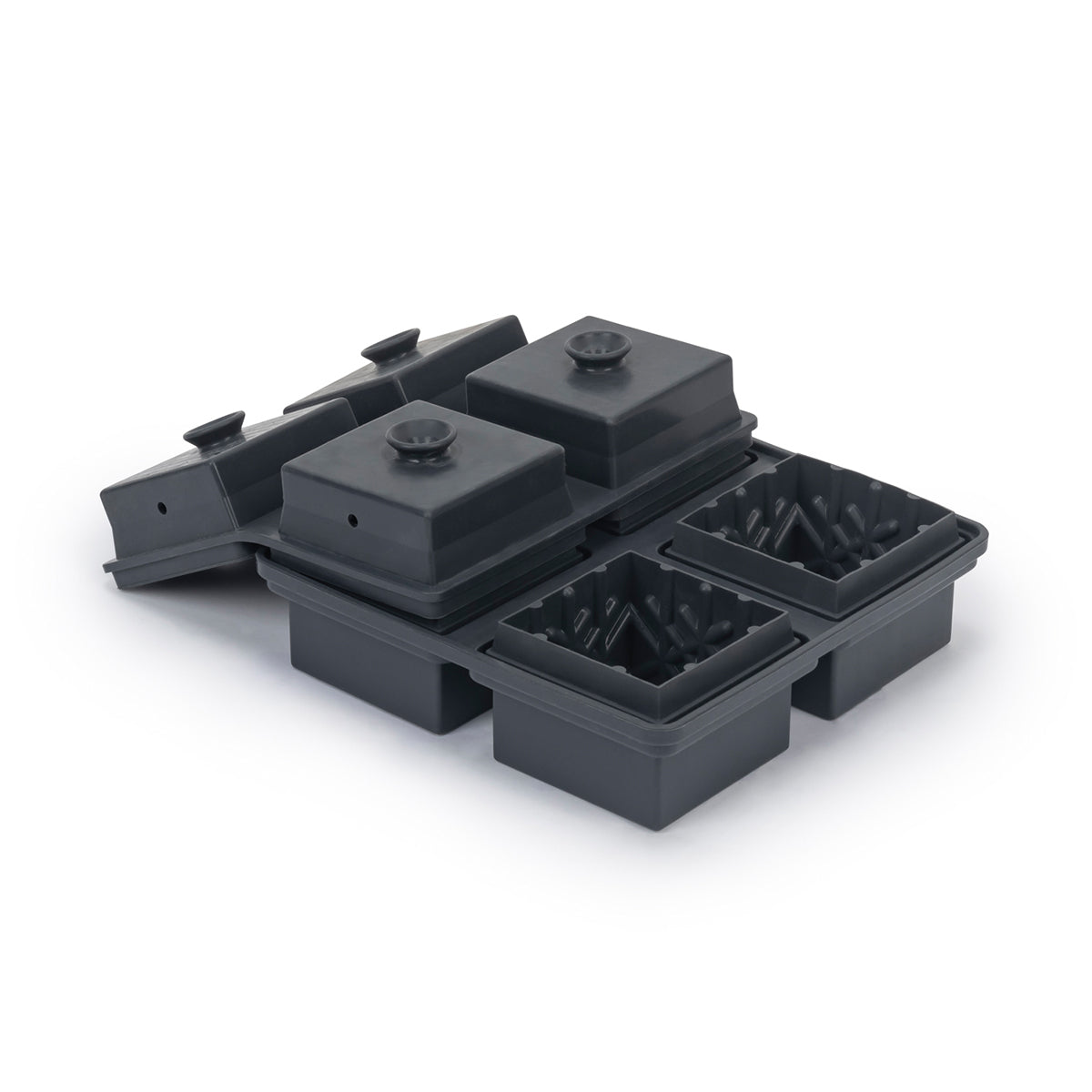 WP charcoal crystal cocktail ice cube tray mould on a white background