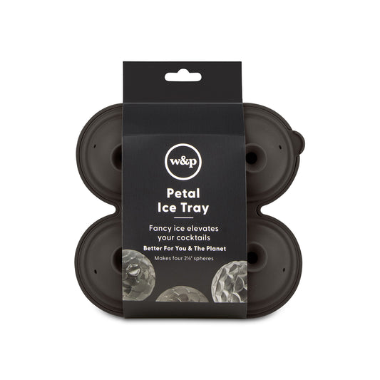 WP charcoal petal cocktail ice cube tray packaging on white background