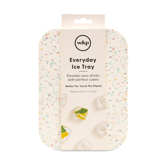WP white speckled everyday ice cube tray packaging on white background