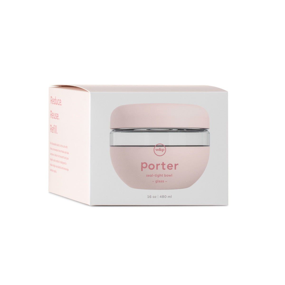 WP seal tight glass bowl 480ml blush packaging 