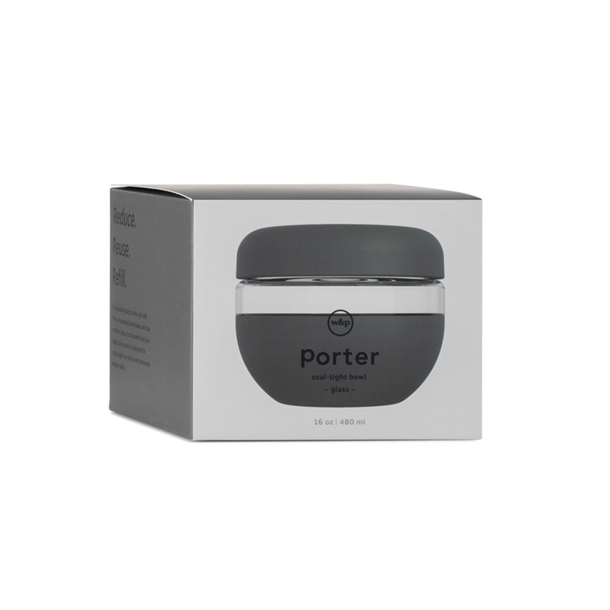 WP seal tight glass bowl 480ml charcoal packaging 