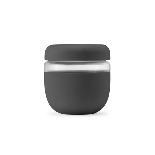 WP seal tight glass bowl 710ml charcoal on a white background