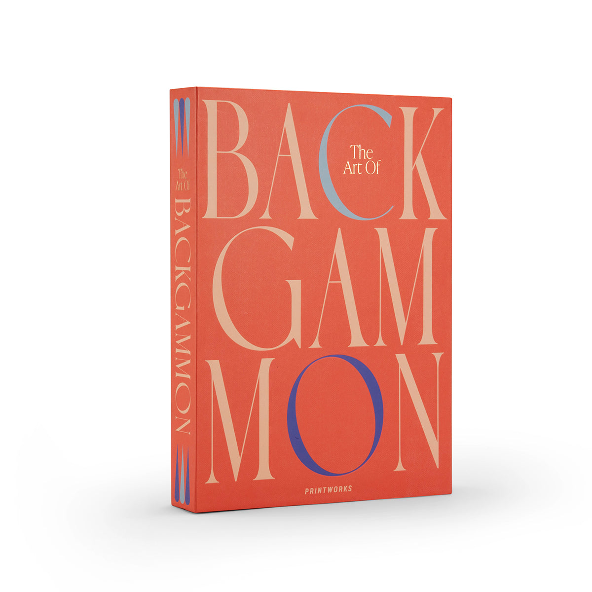 Printworks classic games art of backgammon bright orange box on an angle on white background 
