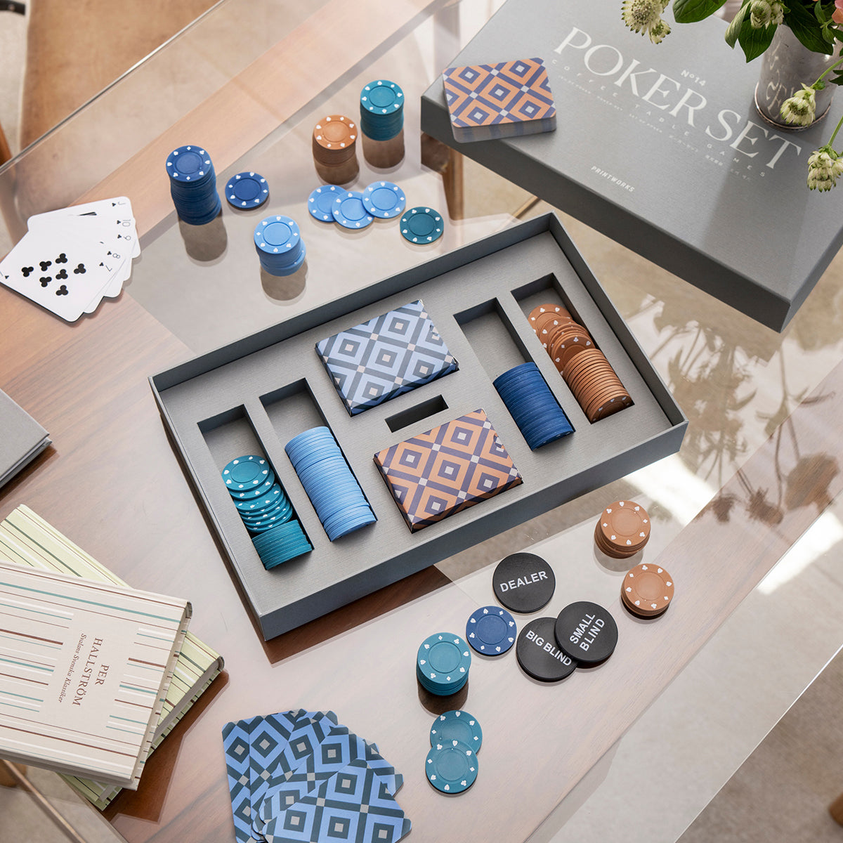 Printworks classic games poker set laid out on a table