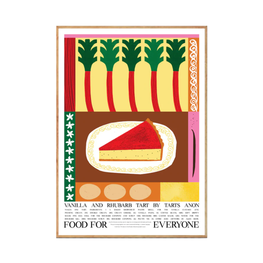 Food For Everyone Vanilla and Rhubarb Tart artwork A2 front view in frame