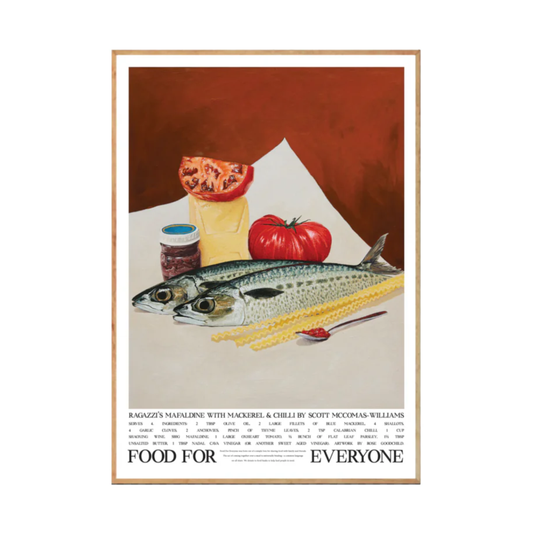 Food For Everyone Ragazzi's Mafaldine with Mackerel and Chilli artwork A2 in frame