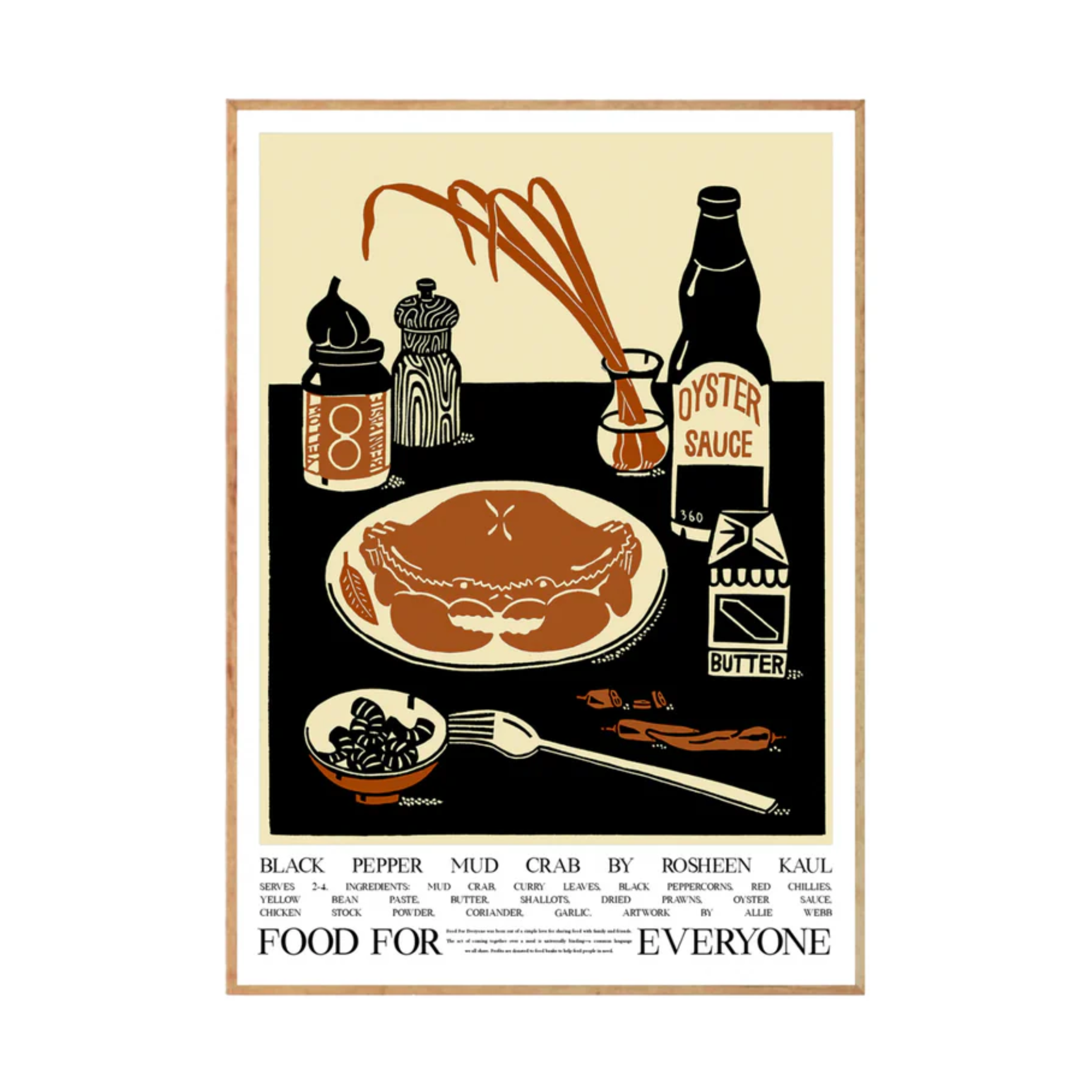 Food For Everyone Black Pepper Mud Crab artwork A2 front view in frame