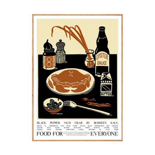 Food For Everyone Black Pepper Mud Crab artwork A2 front view in frame