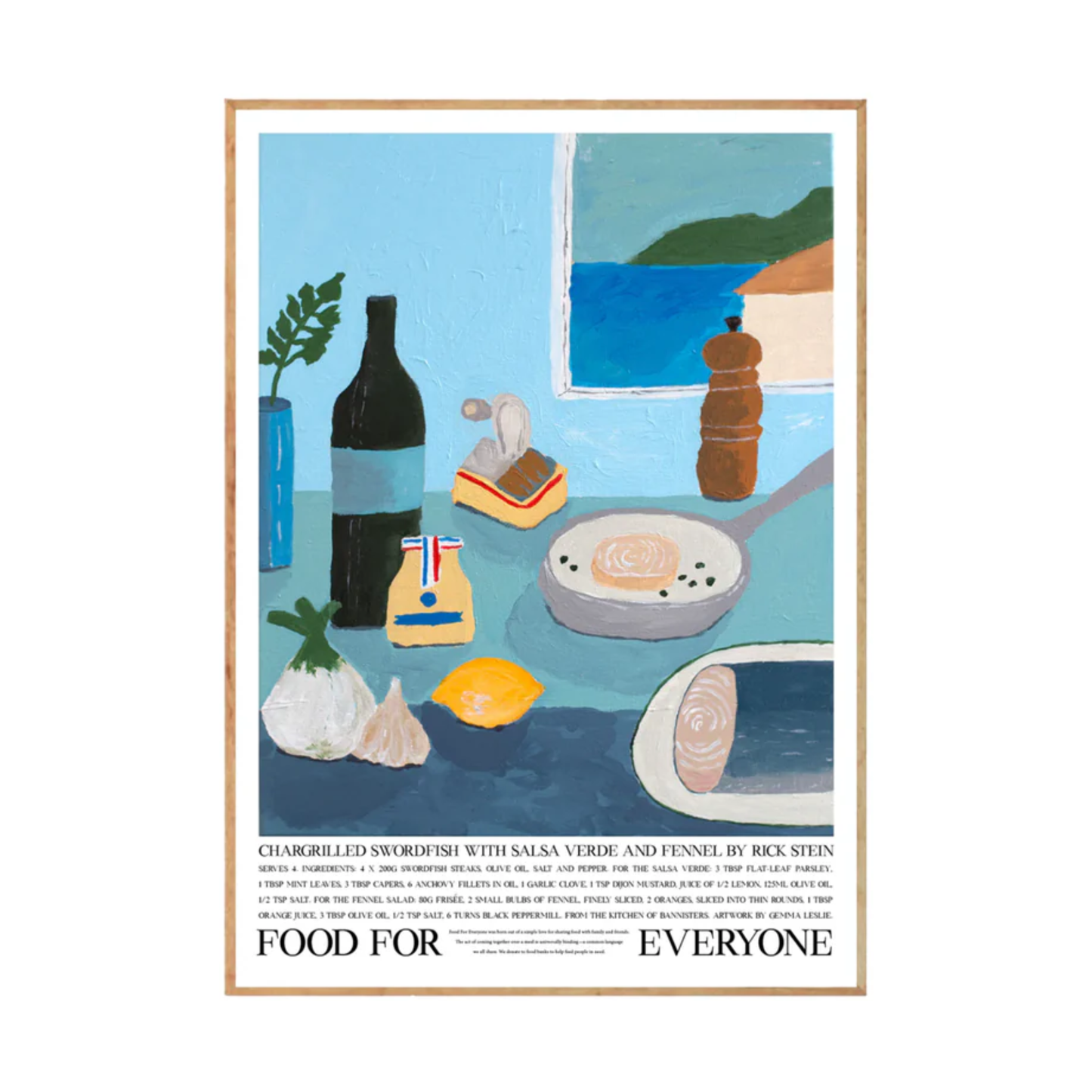 Food For Everyone Chargrilled Swordfish artwork A2 front view in frame 