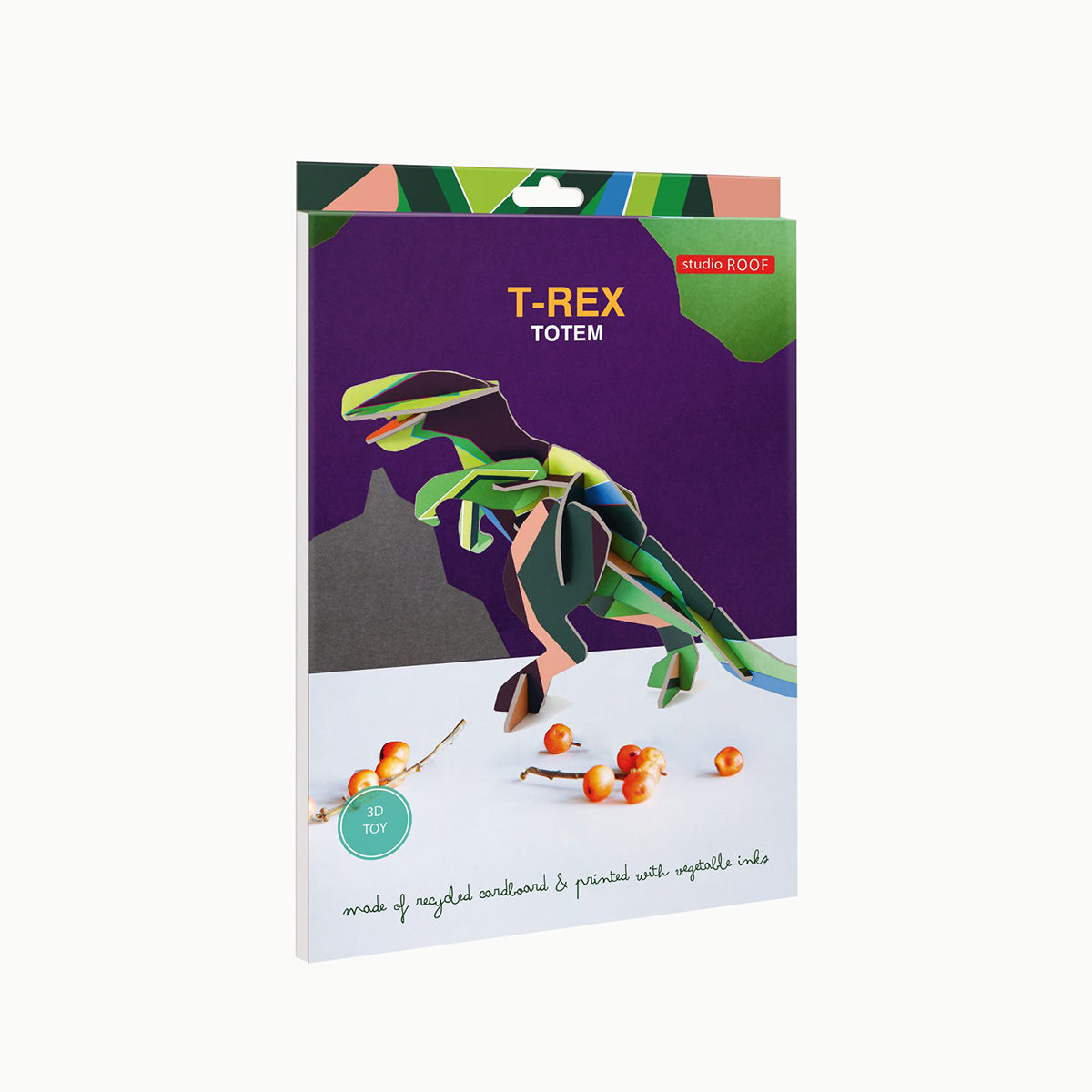 Flat Card packaging of Studio Roof B6 creative play card t-rex on a white background