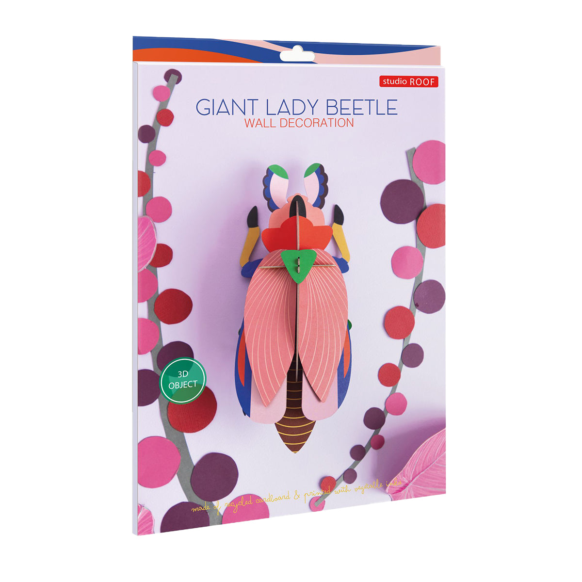 Studio Roof A4 lady beetle wall art flat card packaging on a white background