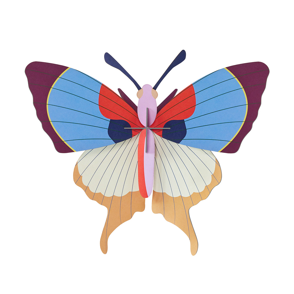 Studio Roof A4 plum fringe butterfly wall art on a white background