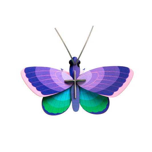 Studio Roof B7 blue copper butterfly wall art on a white background