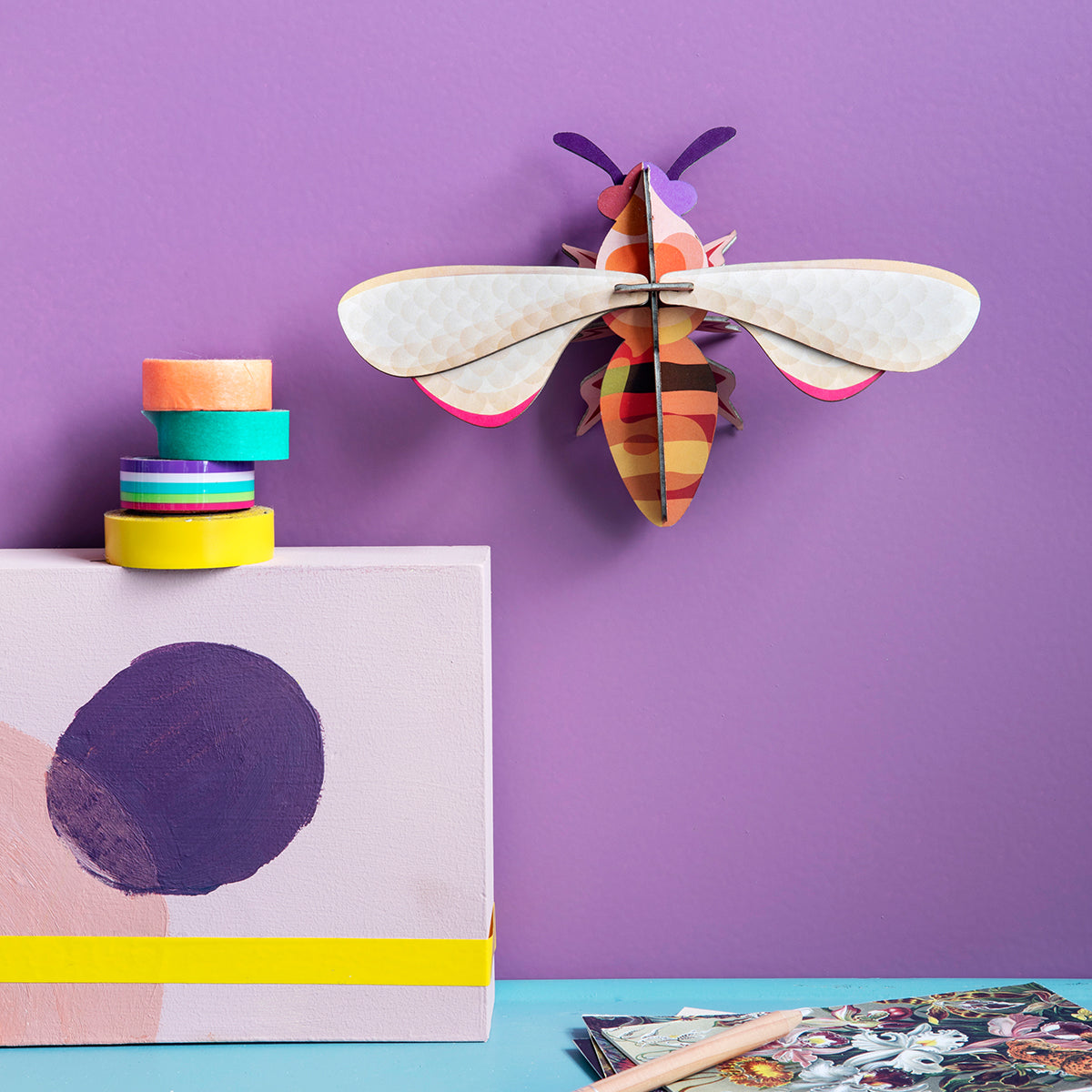 Studio Roof B7 honey bee wall art on deep purple wall