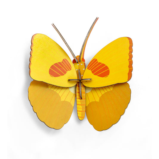 Studio Roof B7 yellow butterfly wall art on a white background