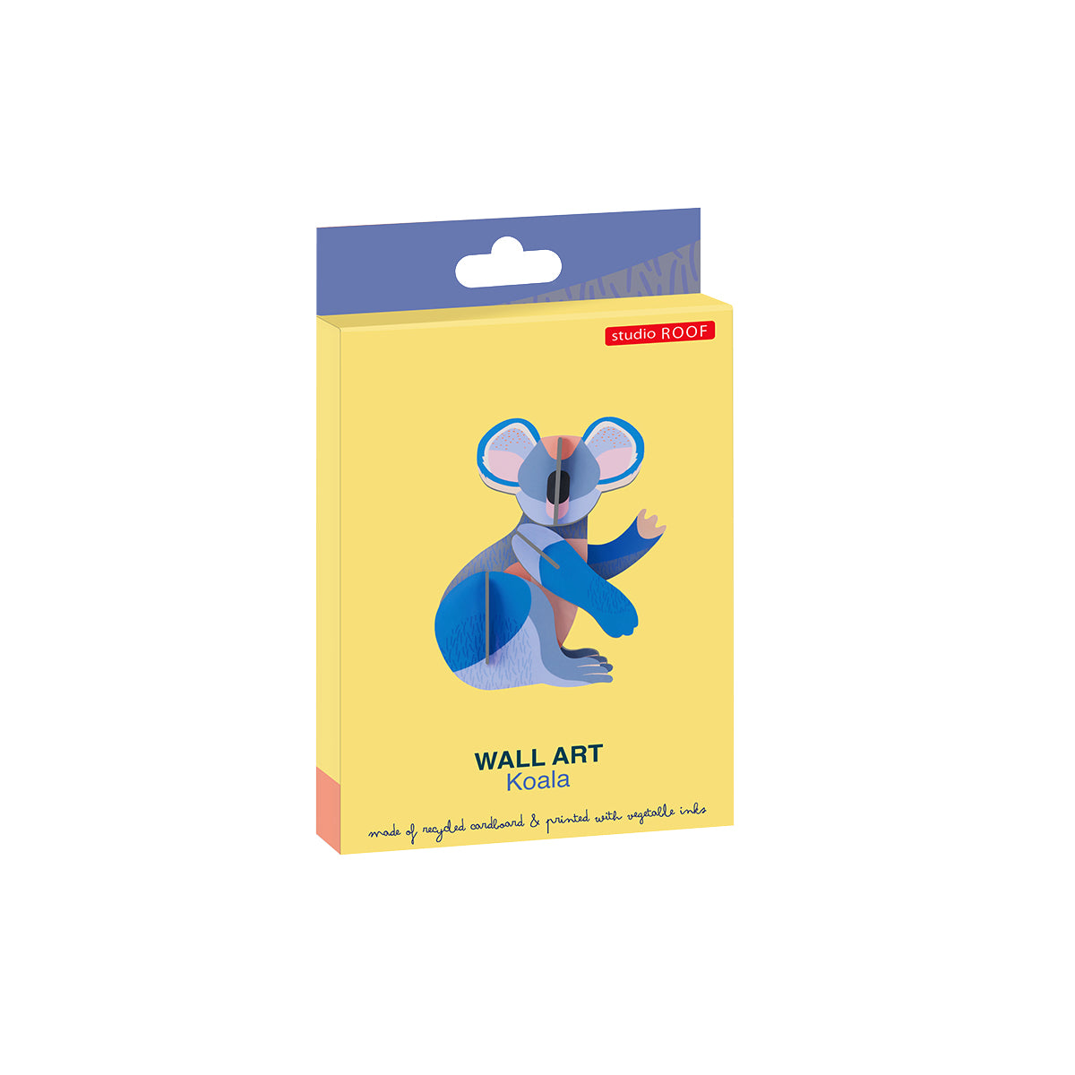Flat card packaging of Studio Roof B7 koala jungle animals wall art on a white background