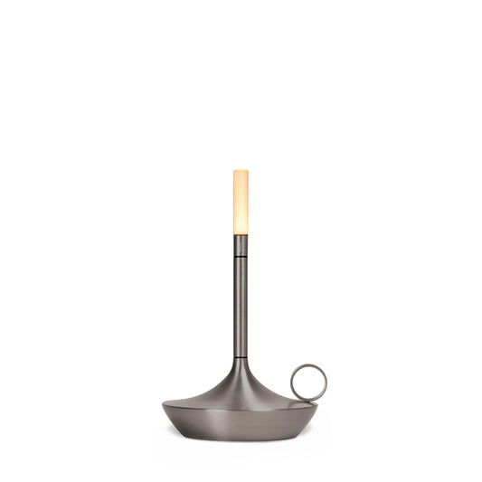 Retro LED lamp in style of candlestick with graphite finish