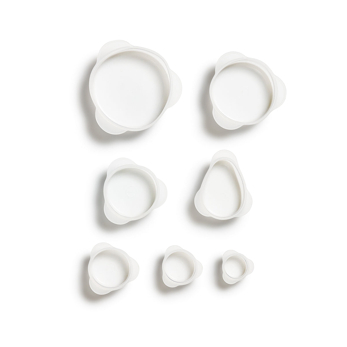 WP set of 7 reusable stretch produce savers without packaging on white background