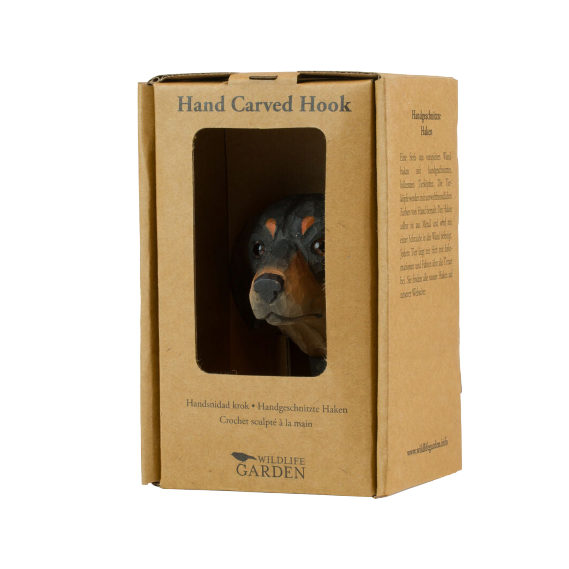 Wildlife Garden Wall Hook Dachshund in packaging box