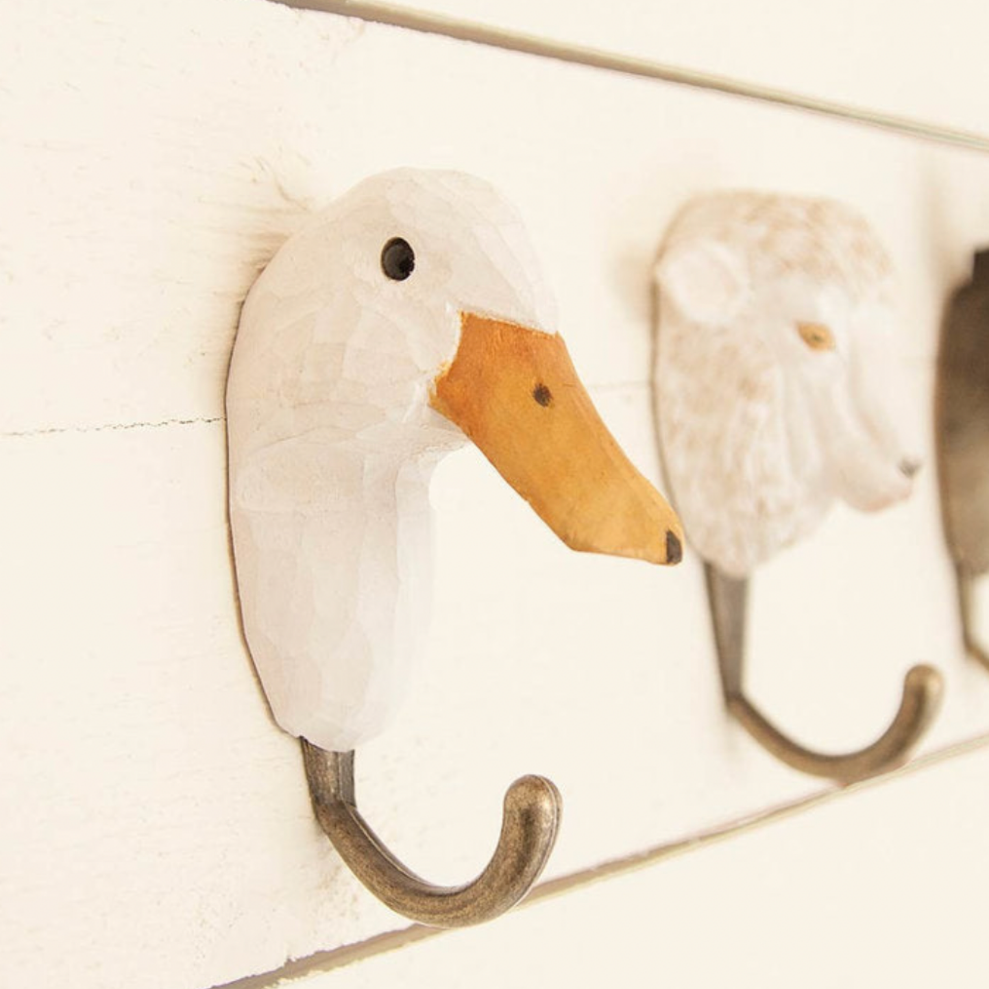 Wildlife Garden Wall Hook Duck Close up attached to wall with Wall Hook range visable in background