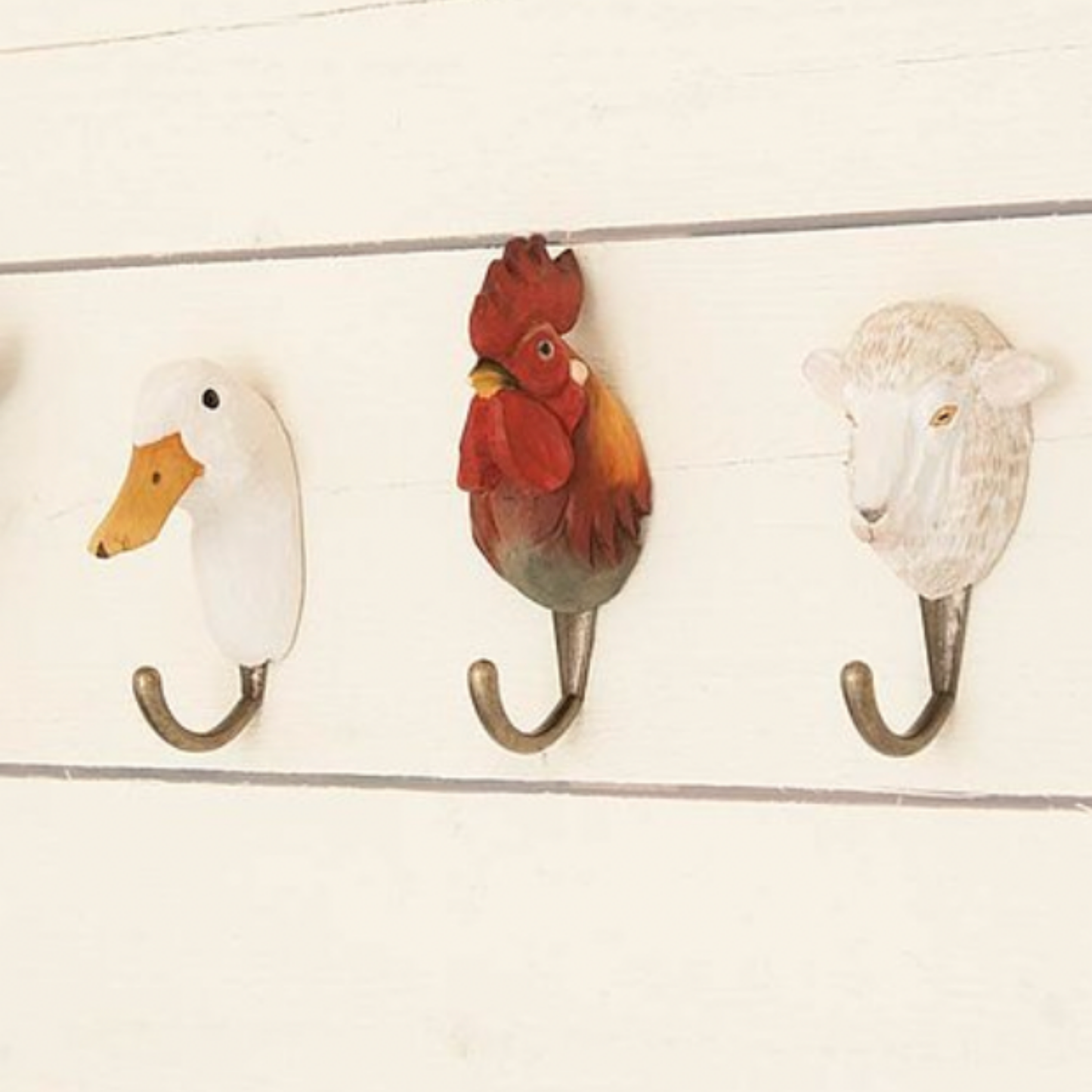 Wildlife Garden Wall Hook Duck on display hung on wall with other animal hooks from Wildlife Garden Wall Hook range 