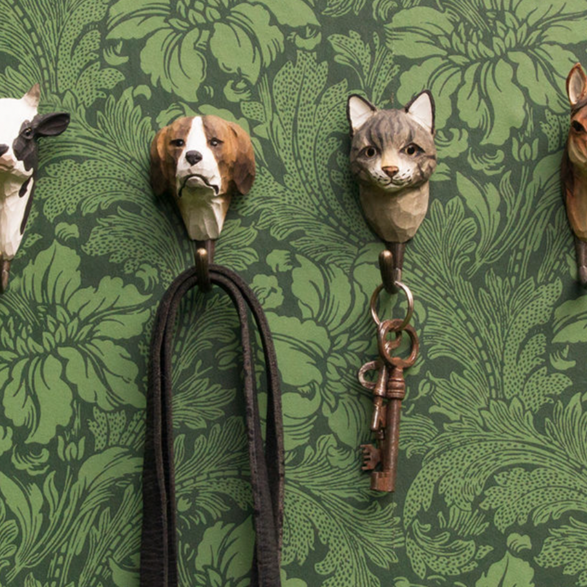 Wildlife Garden Wall Hook House Cat on display with assorted Wildlife Garden animal hook range 