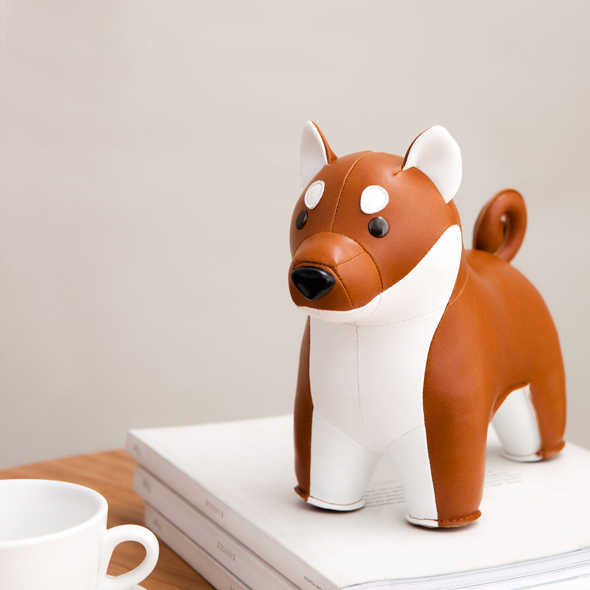 Zuny's Bookend Classic Shiba Inu Tan shown on a desk