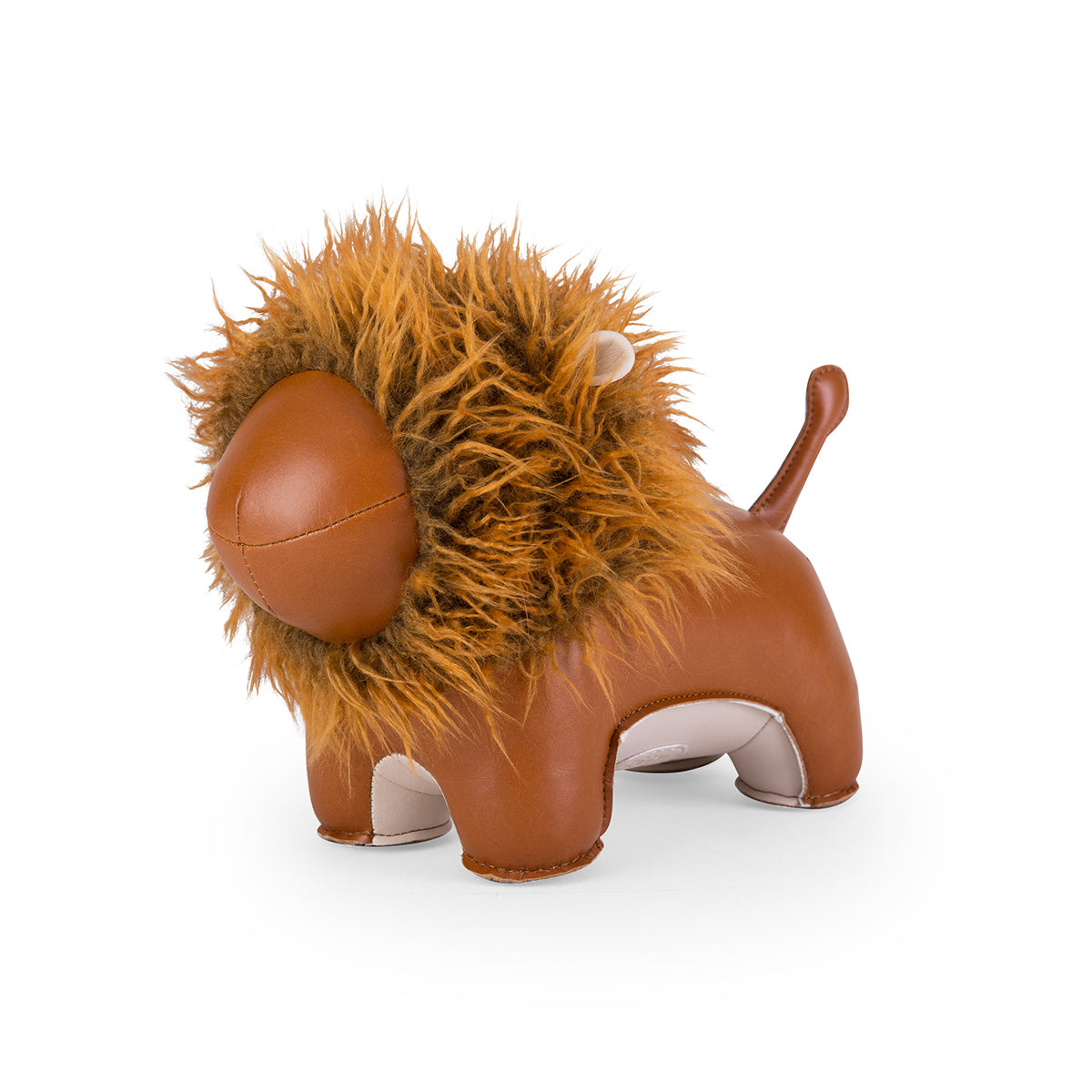 Zuny's Bookend Classic Lion Tan shown from head at 45 degree angle