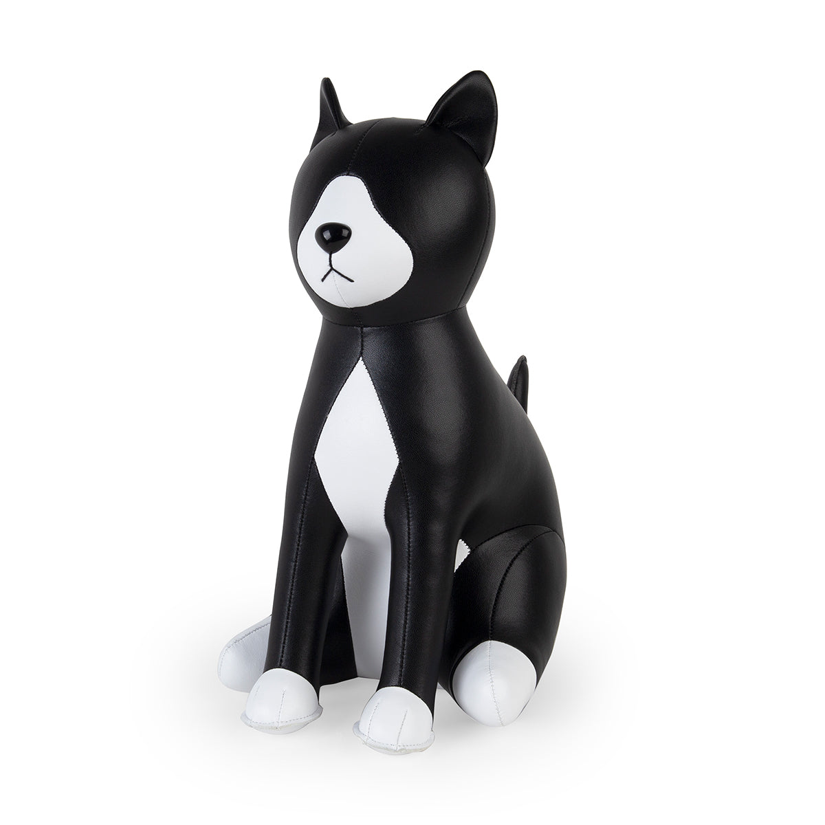 Doorstop sized Cat Tuxedo Black by Zuny shown front on at an angle.