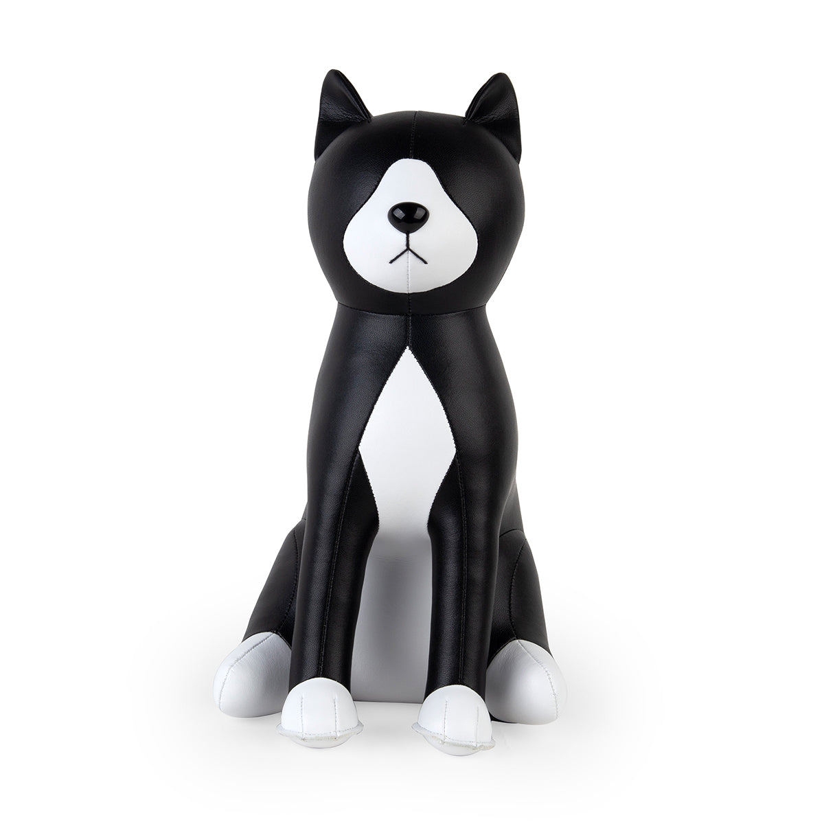 Doorstop sized Cat Tuxedo Black by Zuny shown front on.