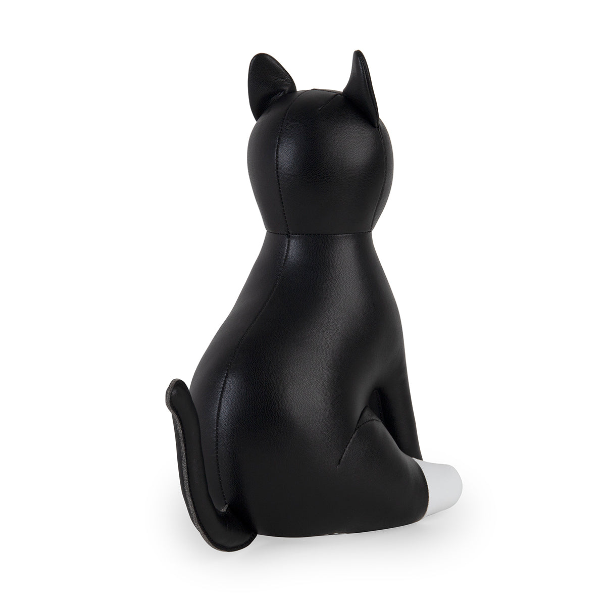 Doorstop sized Cat Tuxedo Black by Zuny shown from back.