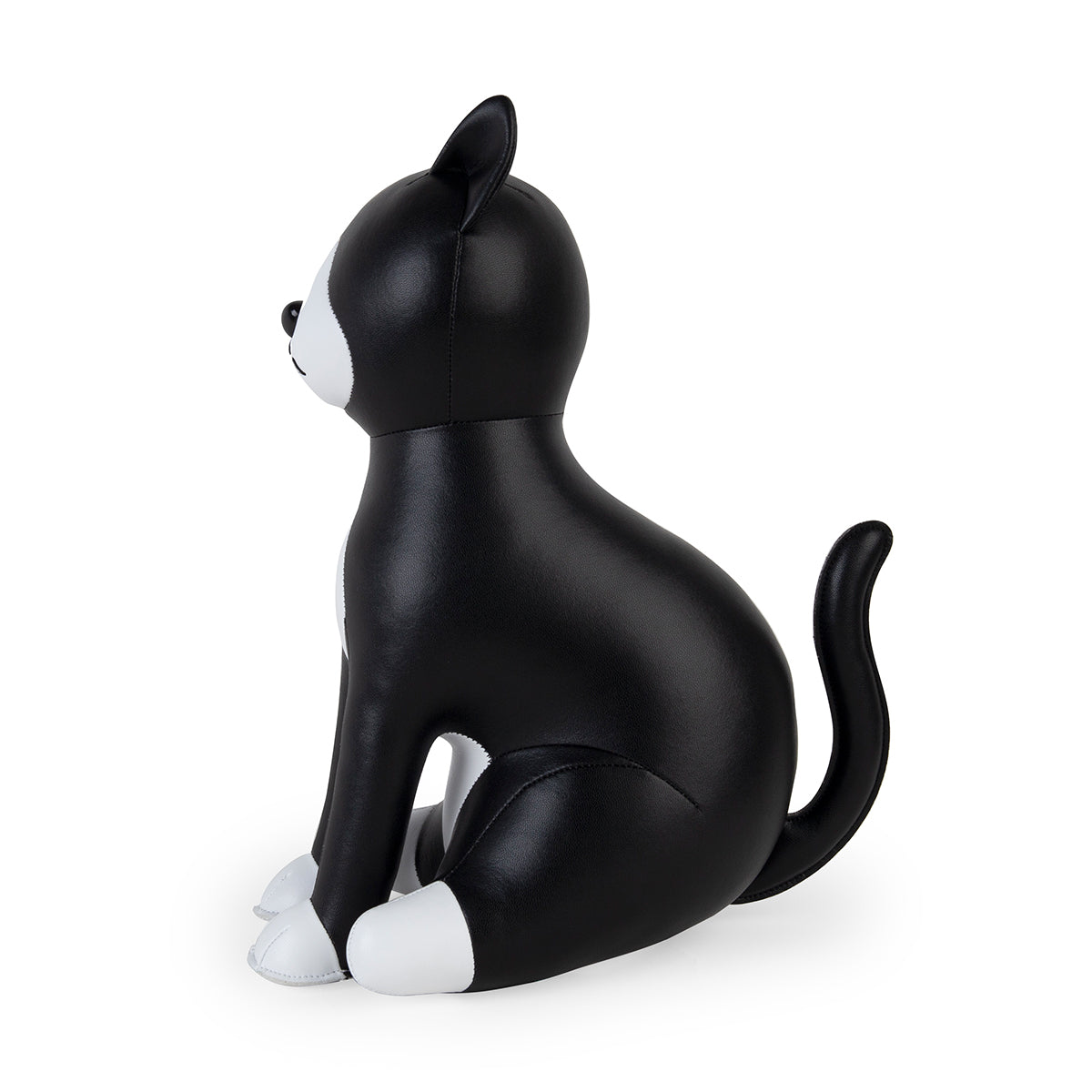 Doorstop sized Cat Tuxedo Black by Zuny shown in profile.