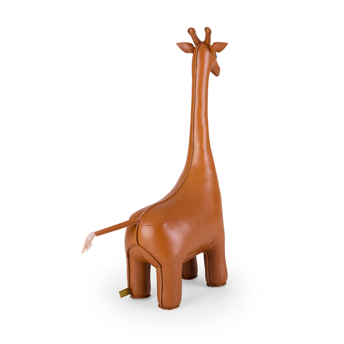 Doorstop sized Classic Giraffe Tan by Zuny shown from back.